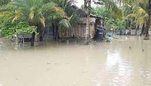 বাঁধ ভেঙে গ্রামে ঢুকলো পানি